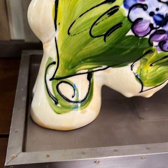 Vintage violets Turov Ceramic Hand Painted cow blooming in time for spring - Picture 5 of 13